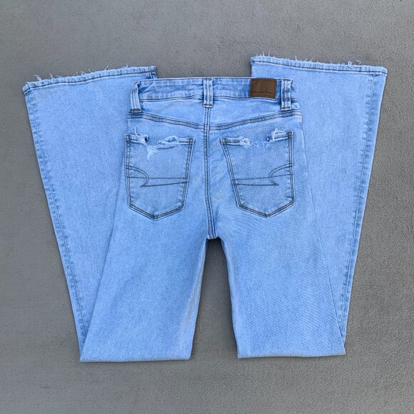 American Eagle Next Level Stretch Button Fly Super Hi-Rise Flare Jeans Sz2 - Picture 8 of 15